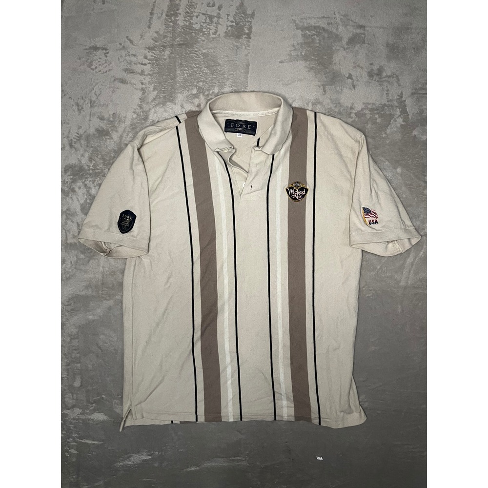 FORE‎ Golf Mens XL Striped Polo Shirt Pete's Wicked Ale Made in USA